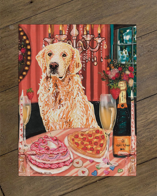 Golden Retriever- Build Your Pet Portrait Paper Print