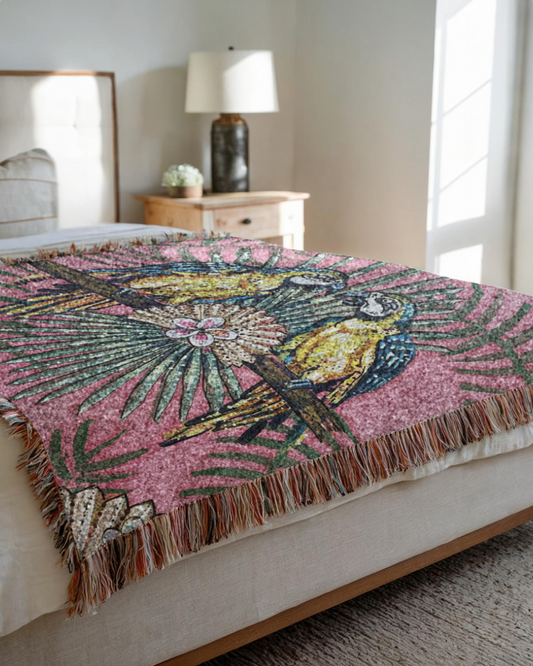 Parrot Paradise Woven Blanket Tapestry