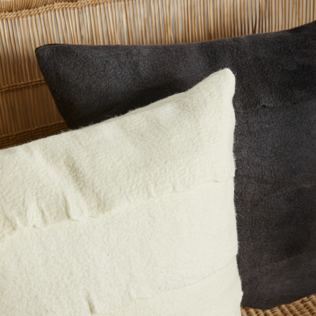 Layered Hand-Felted Merino Wool Throw Pillow