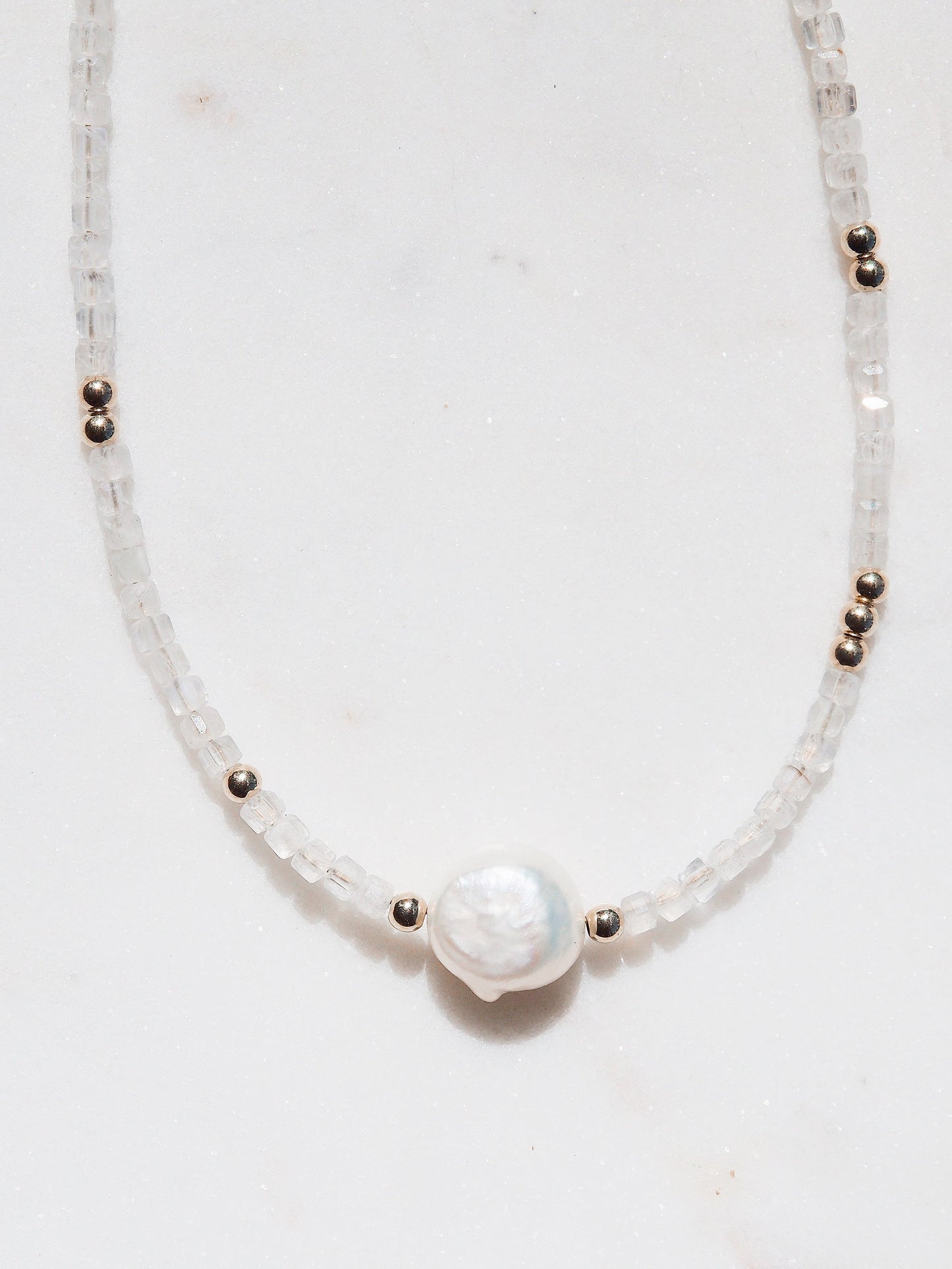 White Pearl and Gemstone Necklace - Haukea