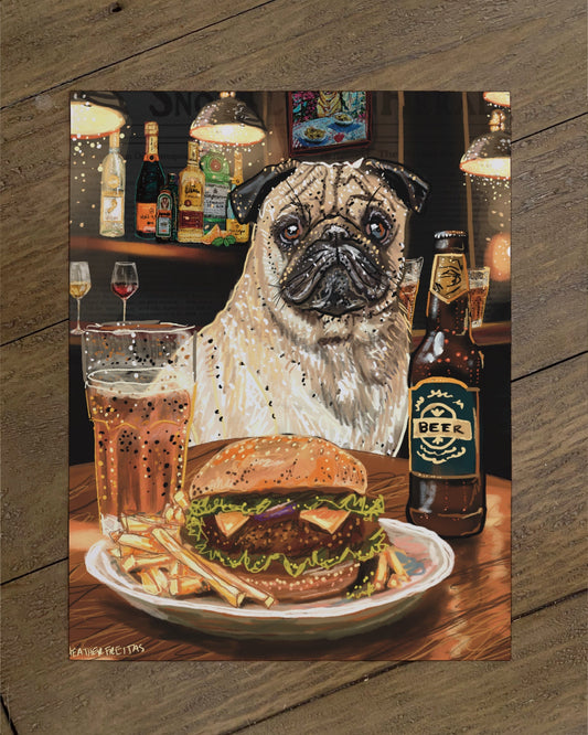 Pug - Build Your Own Pet Portrait Paper Print