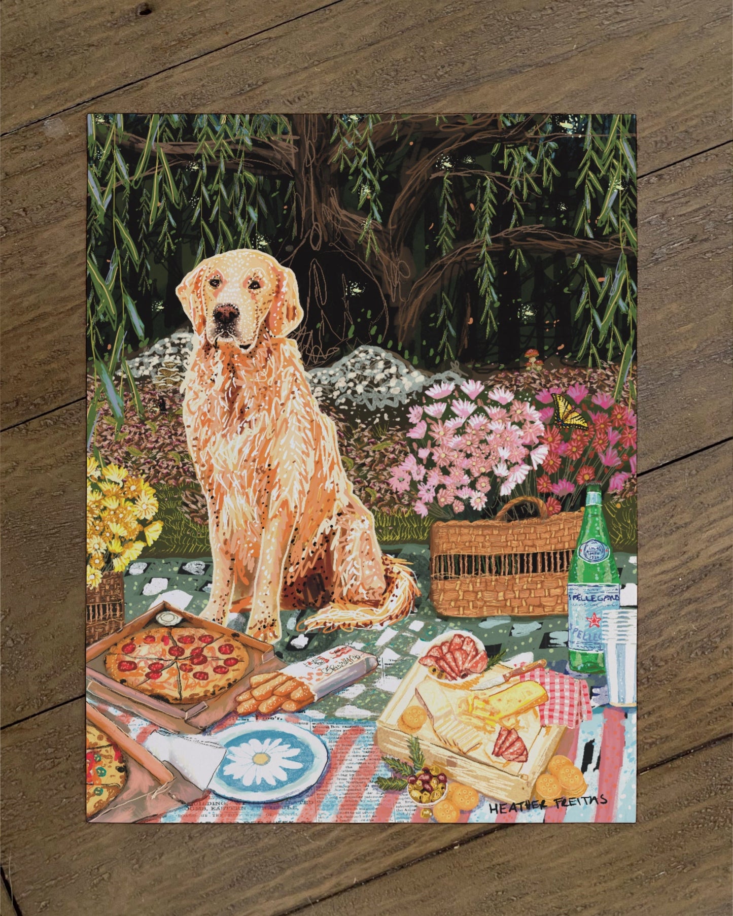 Golden Retriever- Build Your Pet Portrait Paper Print