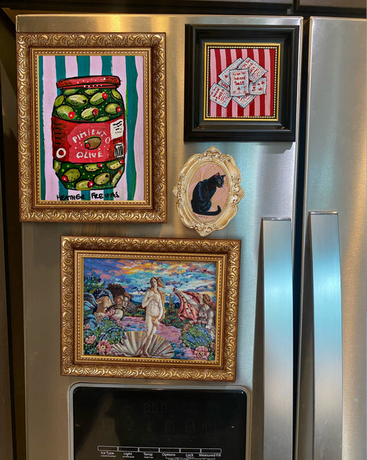 Black Cat Framed Magnet ( Small )