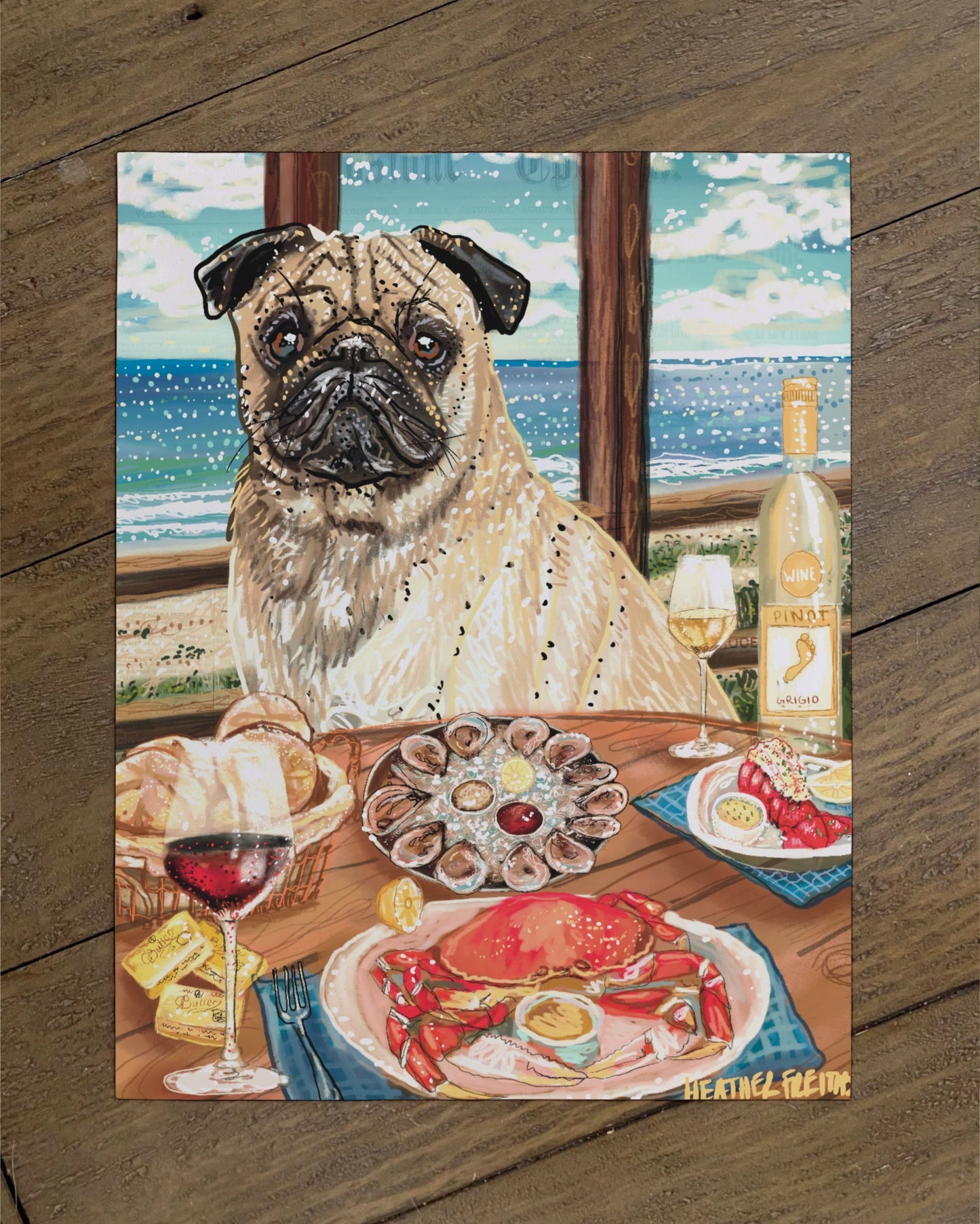 Pug - Build Your Own Pet Portrait Paper Print
