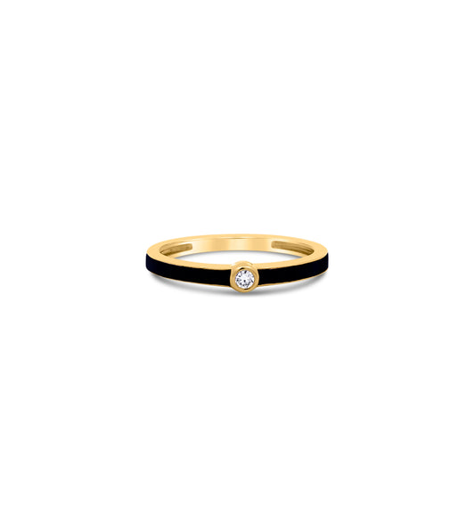 Diamond Black Enamel Ring