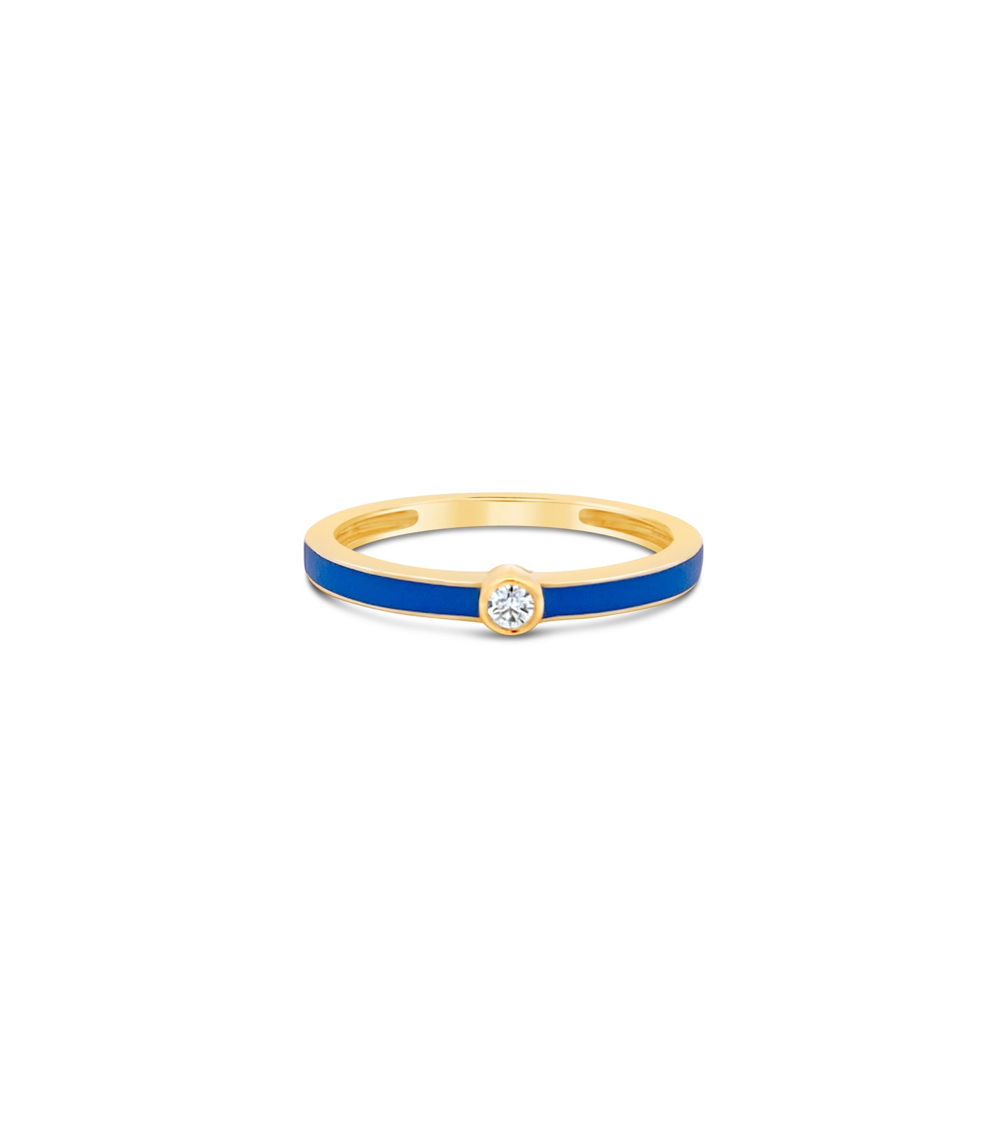 Diamond Blue Enamel Ring