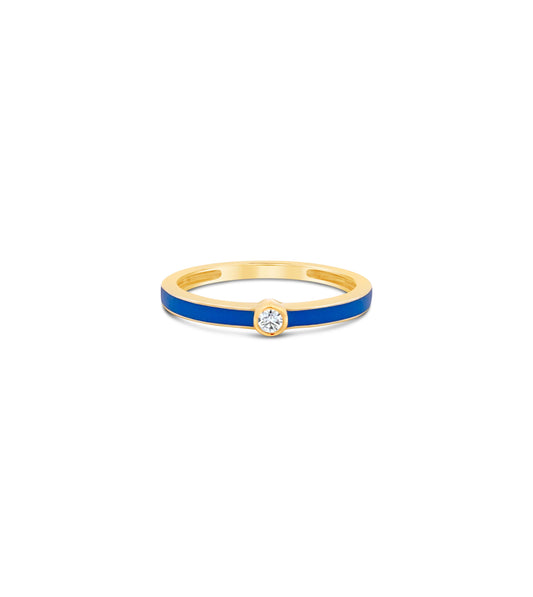 Diamond Blue Enamel Ring