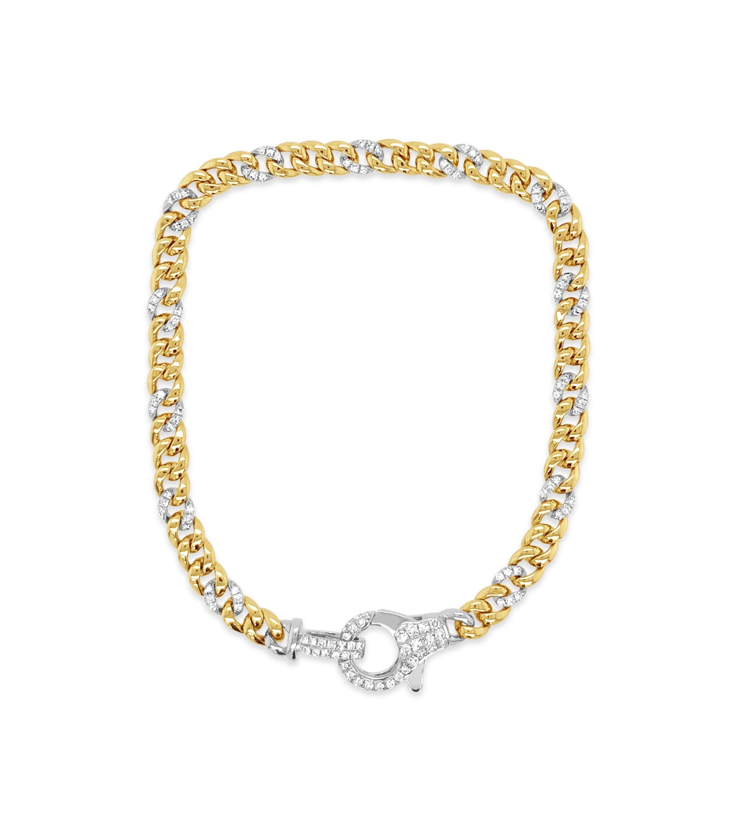 Diamond Lobster Cuban Link Chain Bracelet