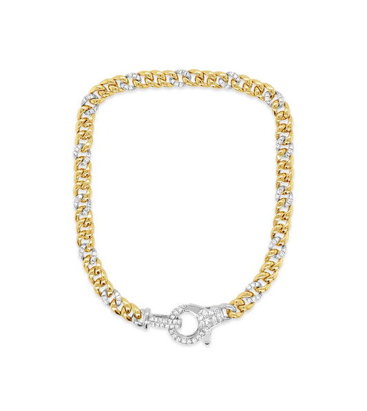 Diamond Lobster Cuban Link Chain Bracelet