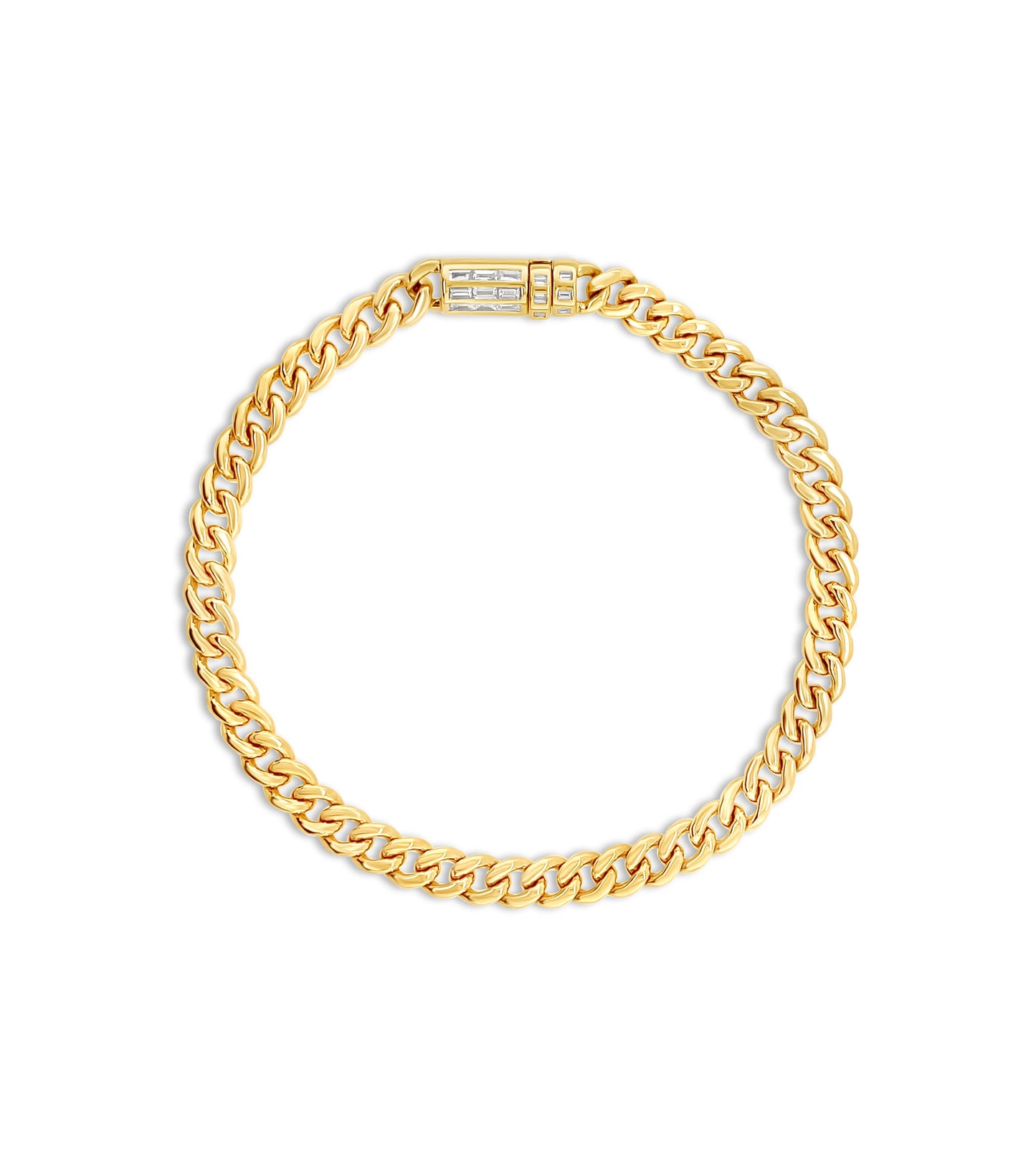 Diamond Baguette Lock Cuban Bracelet