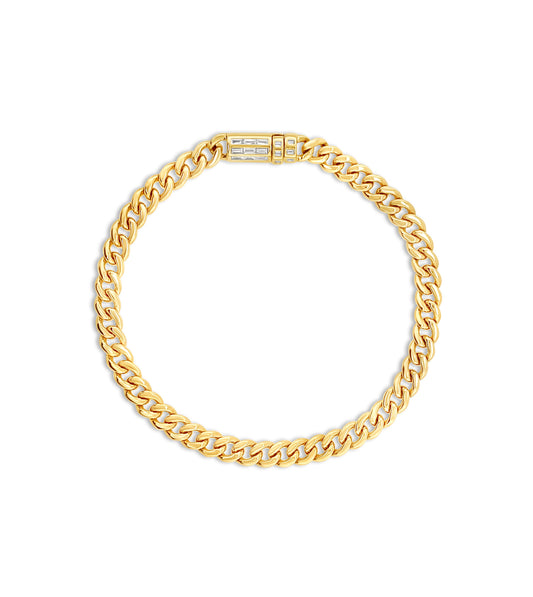 Diamond Baguette Lock Cuban Bracelet