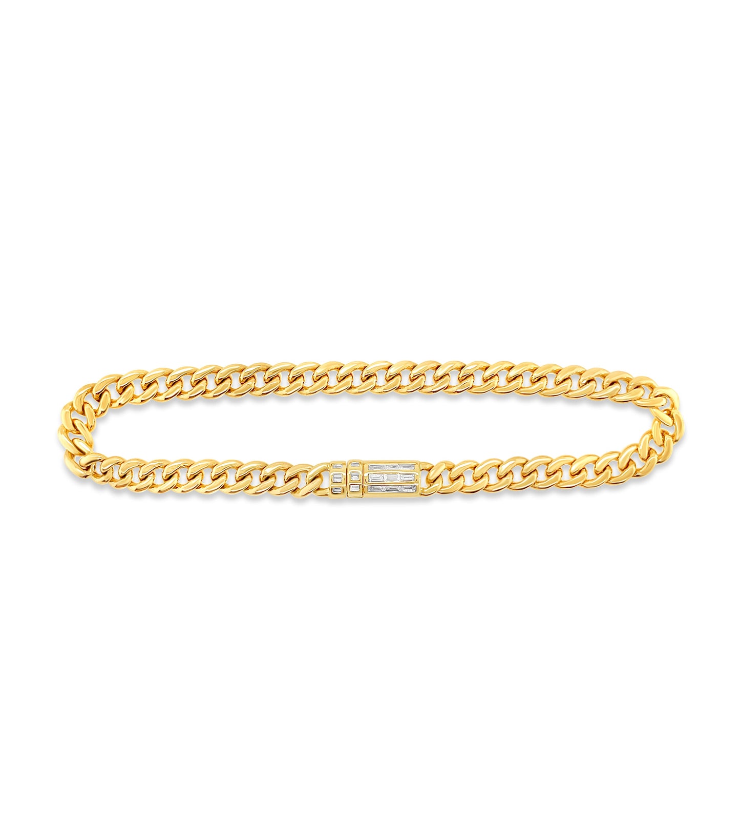 Diamond Baguette Lock Cuban Bracelet