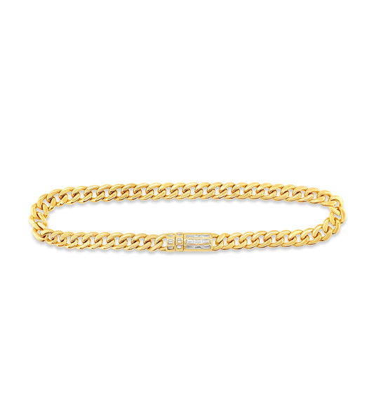 Diamond Baguette Lock Cuban Bracelet