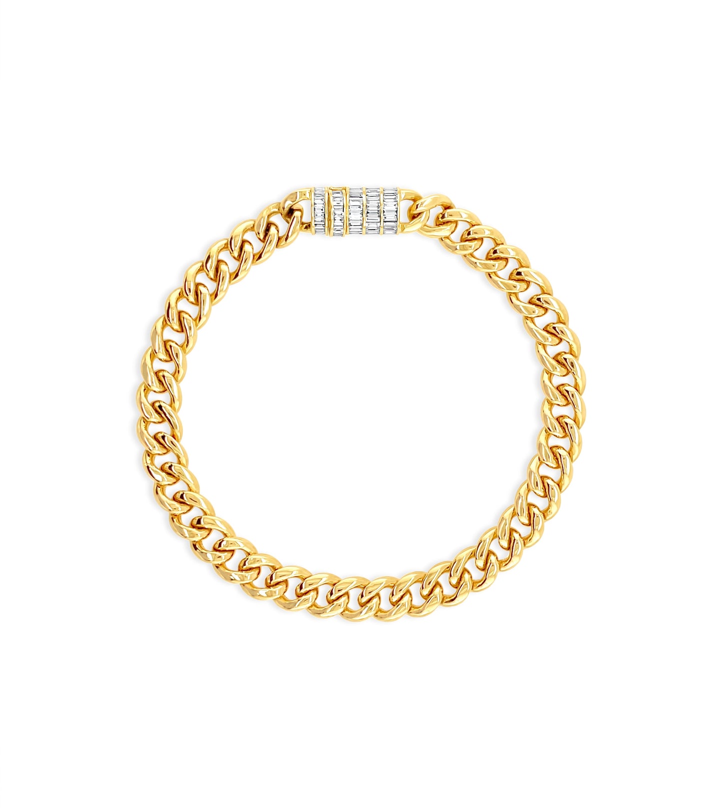 Diamond Baguette Cuban Chain Bracelet