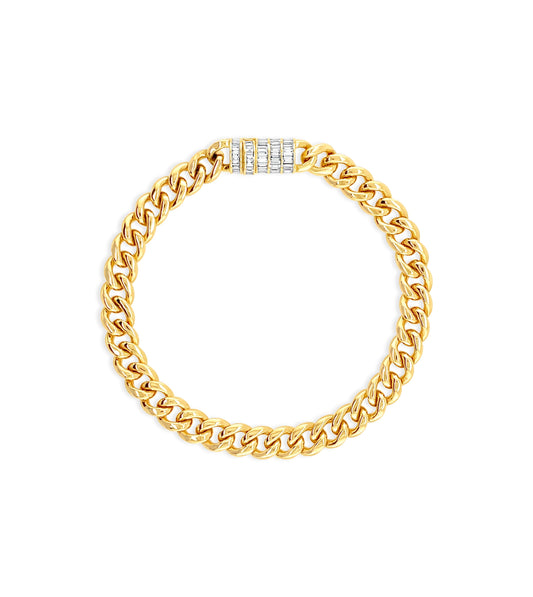 Diamond Baguette Cuban Chain Bracelet