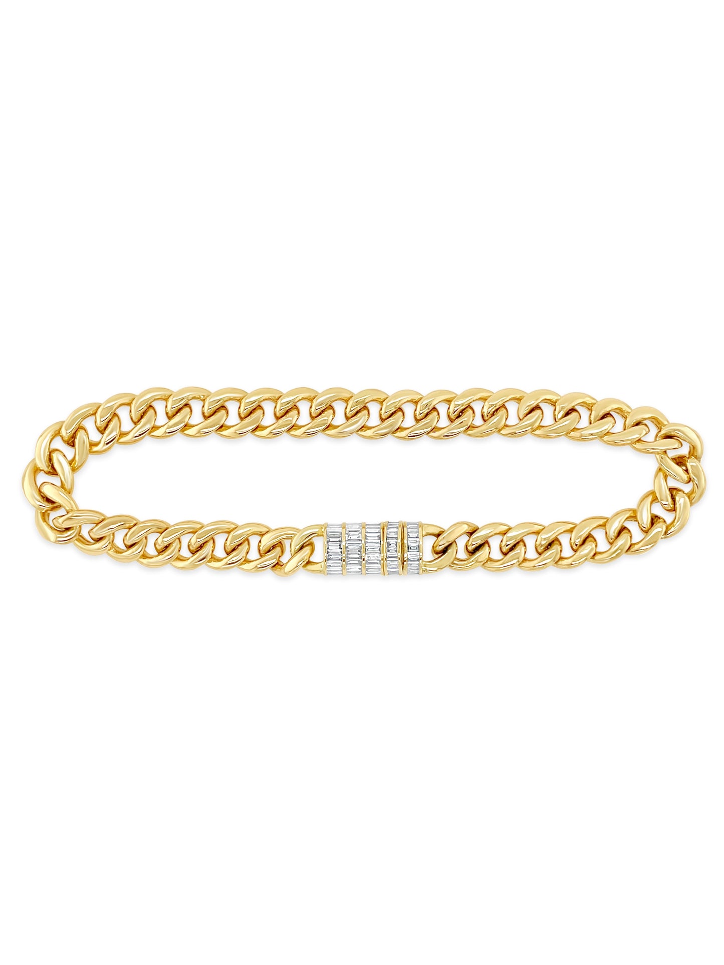 Diamond Baguette Cuban Chain Bracelet