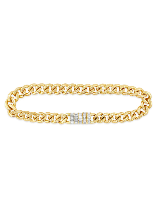 Diamond Baguette Cuban Chain Bracelet