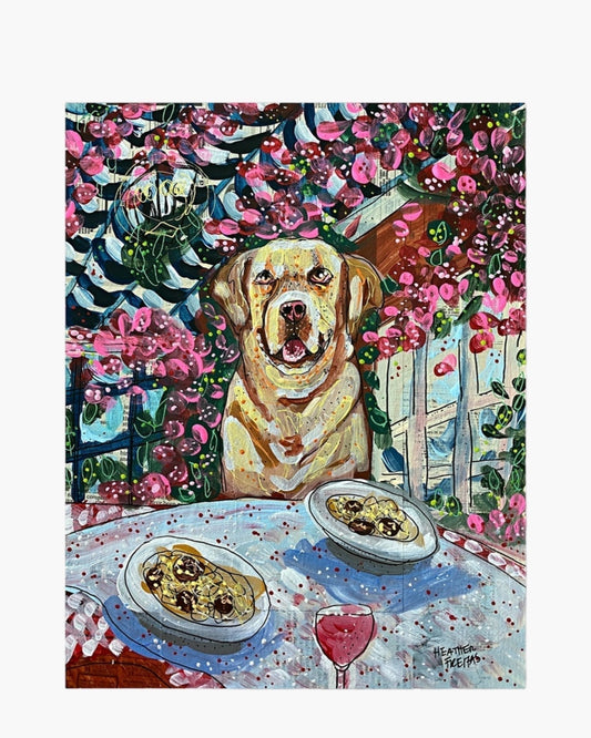Yellow Lab Dining Print