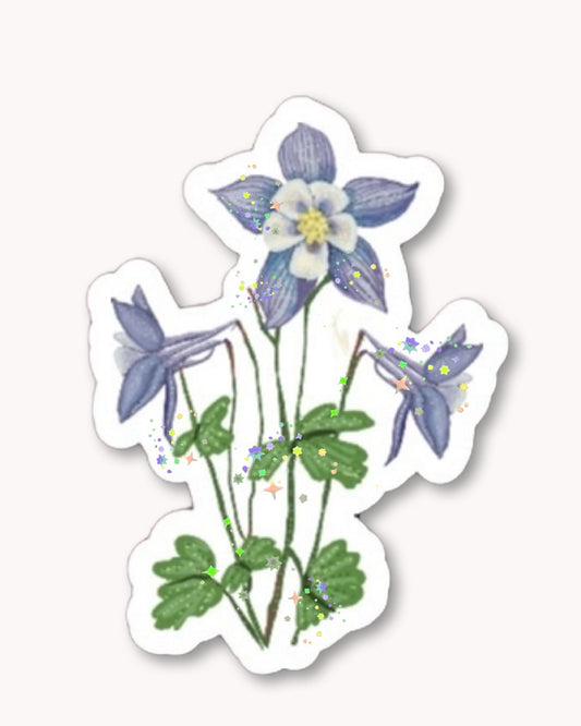 Blue Columbine Flower Sticker