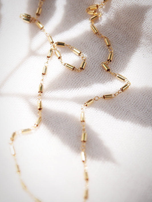 Gold Textured Bar Chain Necklace - Keli'i