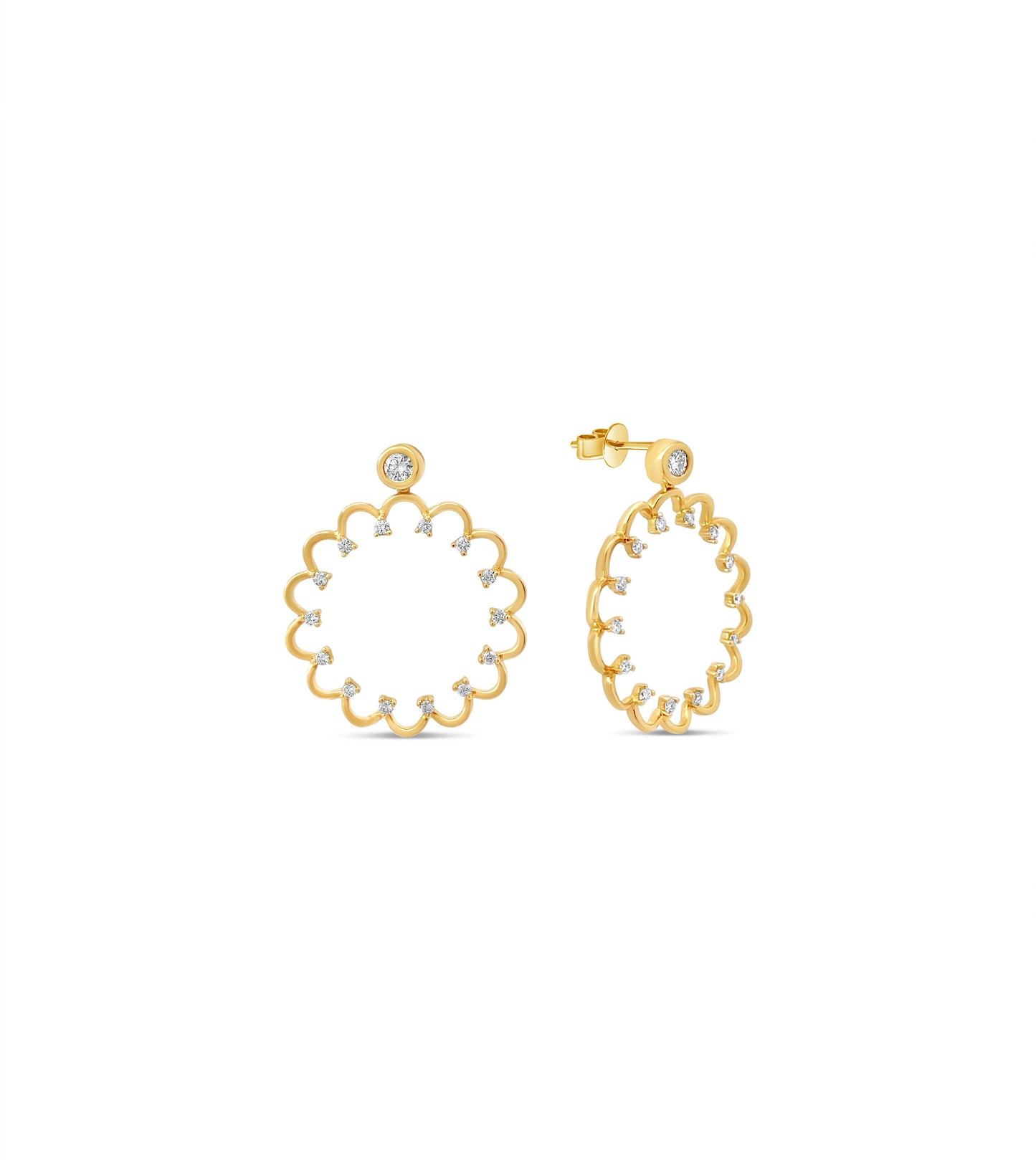 Diamond Flower Silhouette Earring