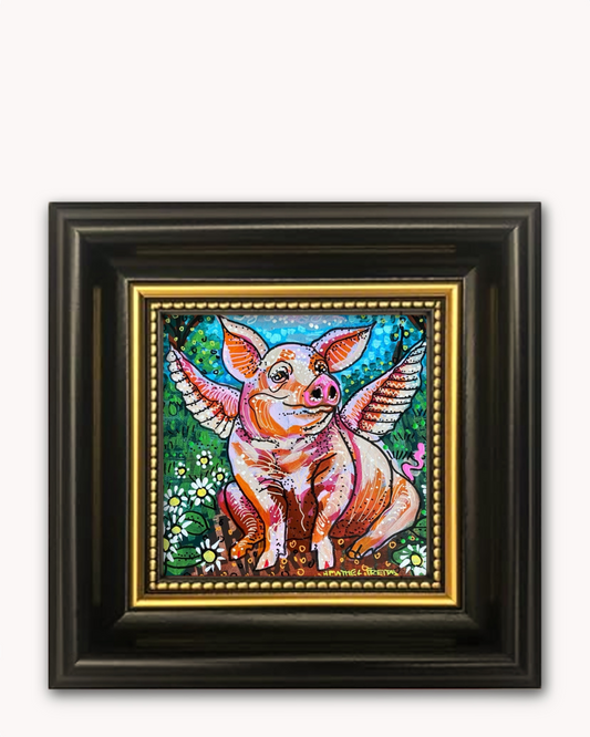 Dasiy Flying Pig Framed Magnet ( Medium )