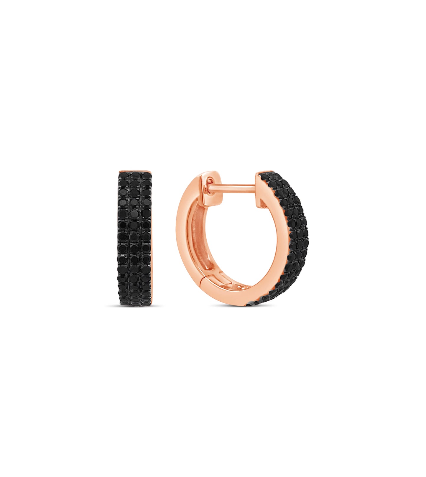 Black Diamond 3 Row Huggie Earring