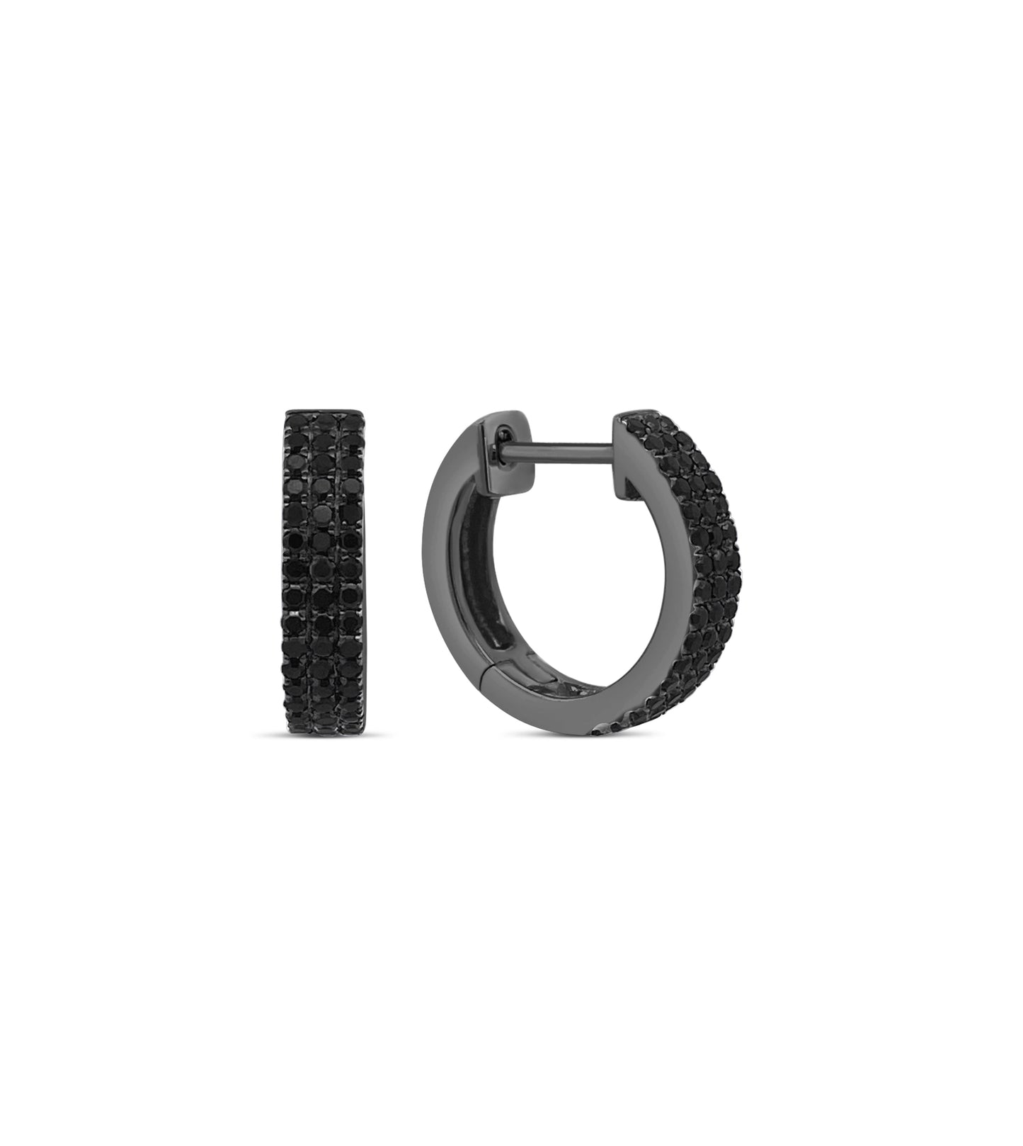 Black Diamond 3 Row Huggie Earring