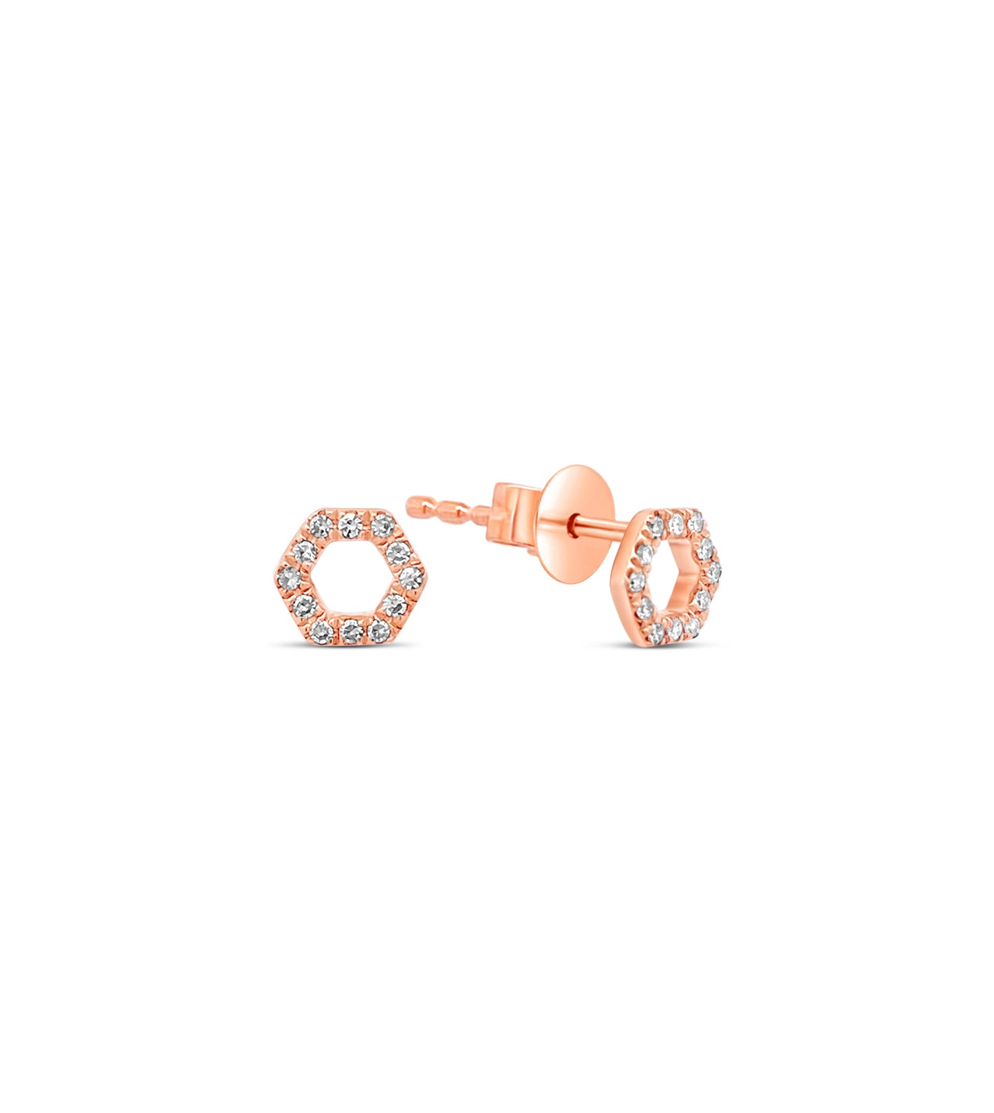 Diamond Hexagon Stud Earring