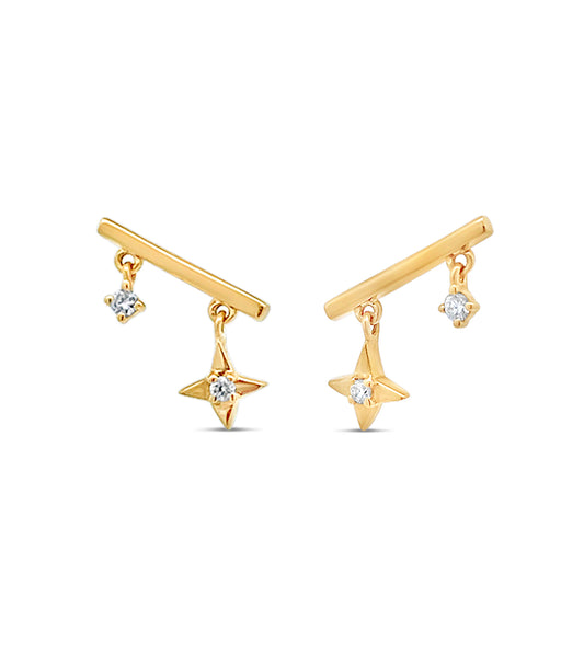 Diamond Star Bar Earrings