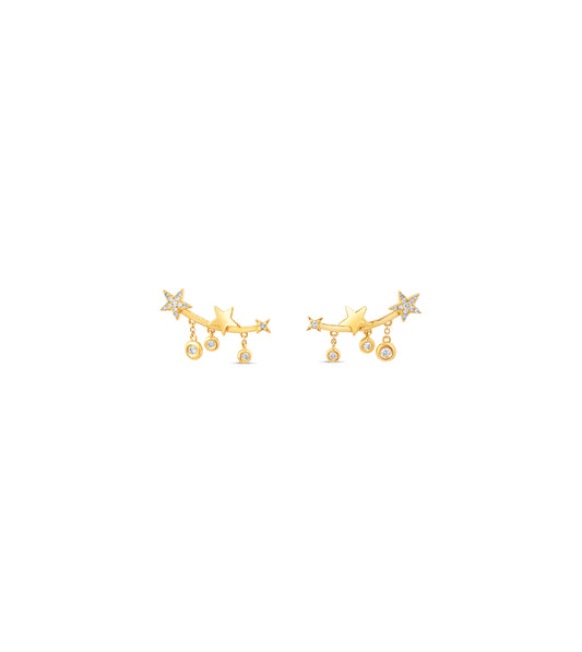 Diamond Star Charm Ear Climbers