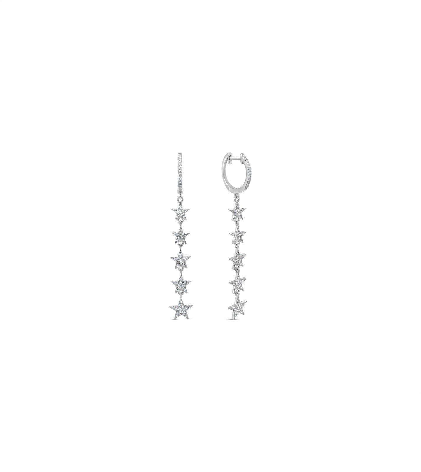 Diamond 5 Star Drop Earrings