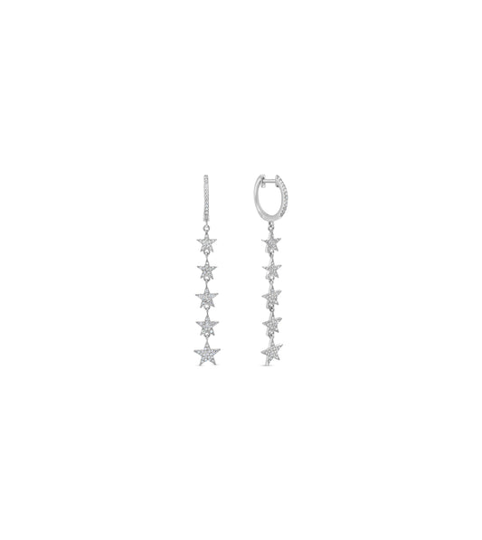 Diamond 5 Star Drop Earrings