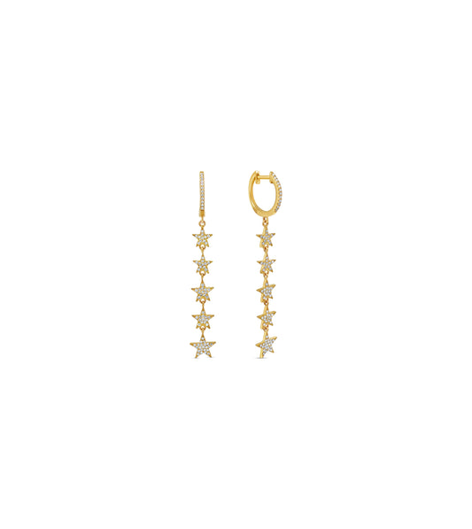Diamond 5 Star Drop Earrings