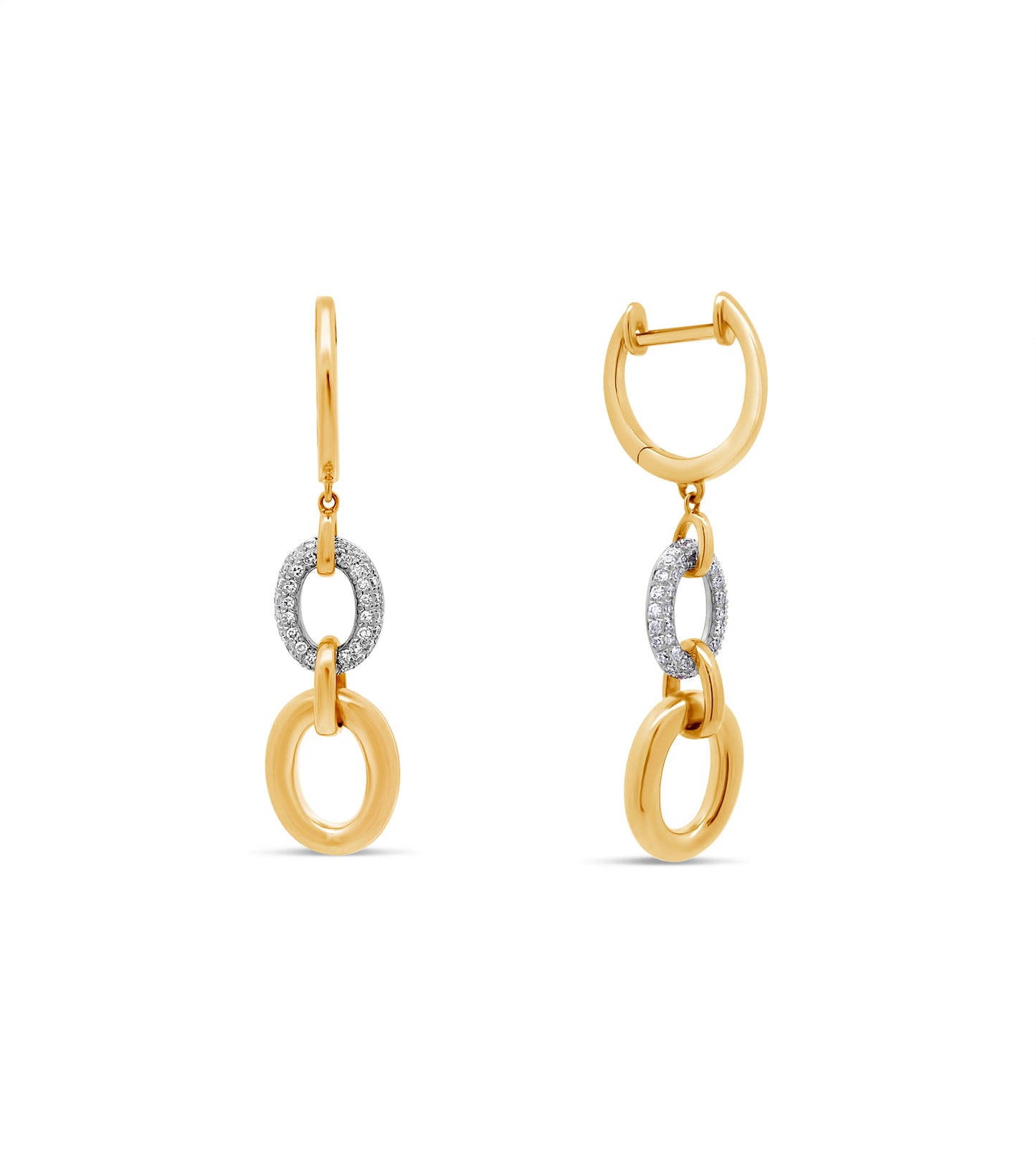 Diamond Oval Link Earrings