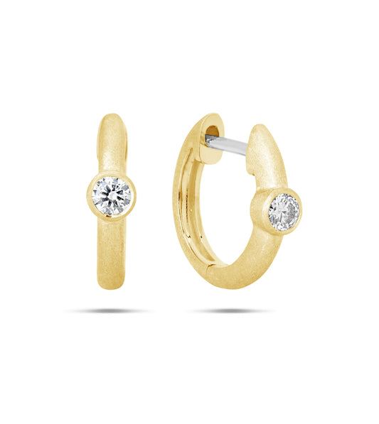 Diamond Round Bezel Huggie Earring