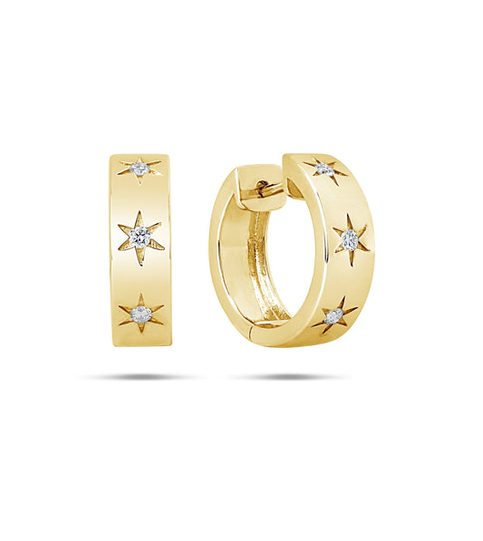 Diamond Star Set Hoop Earring
