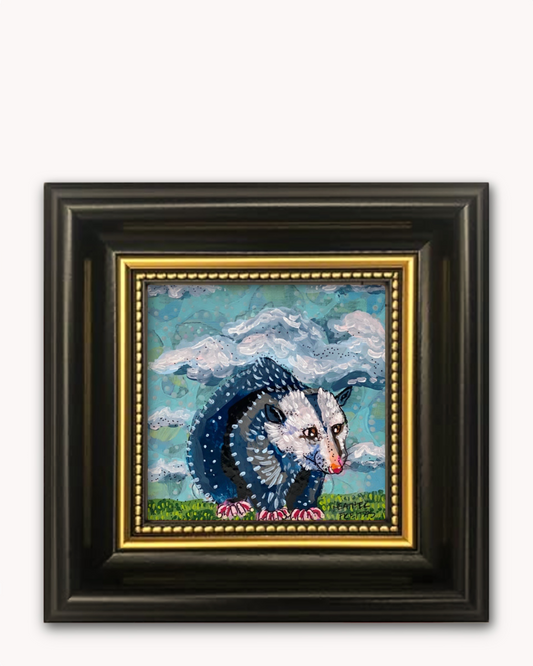 Blue Dky Opossum Framed Magnet ( Medium )