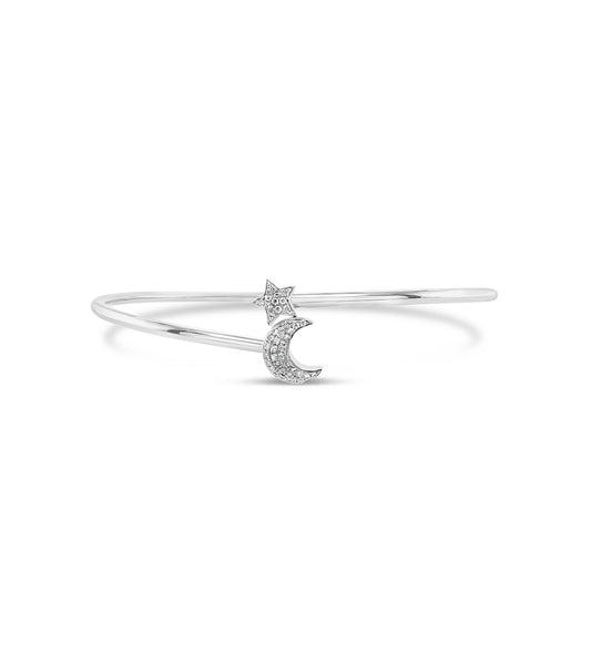 Diamond Star & Moon Flexible Bangle