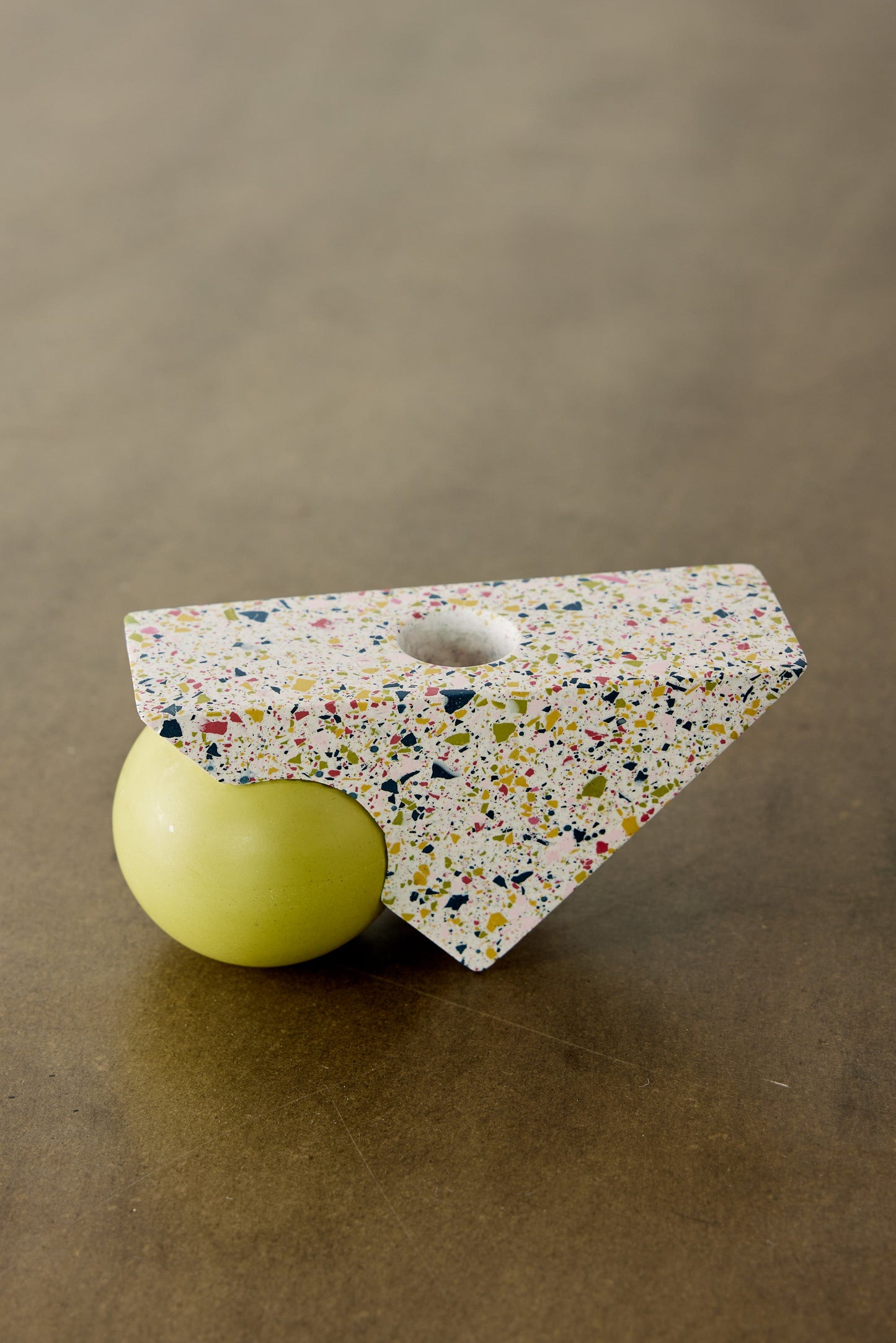 Equilibrium Bright Green & Pink Terrazzo Taper Candle Holder