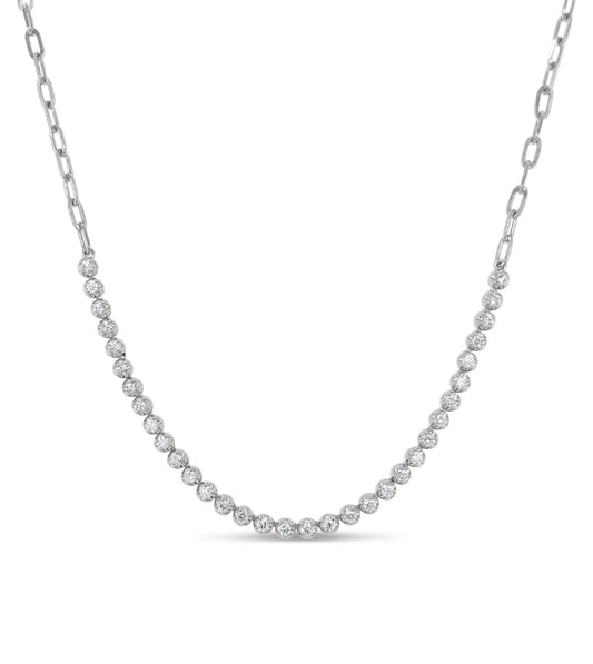 Diamond Paperclip Tennis Necklace
