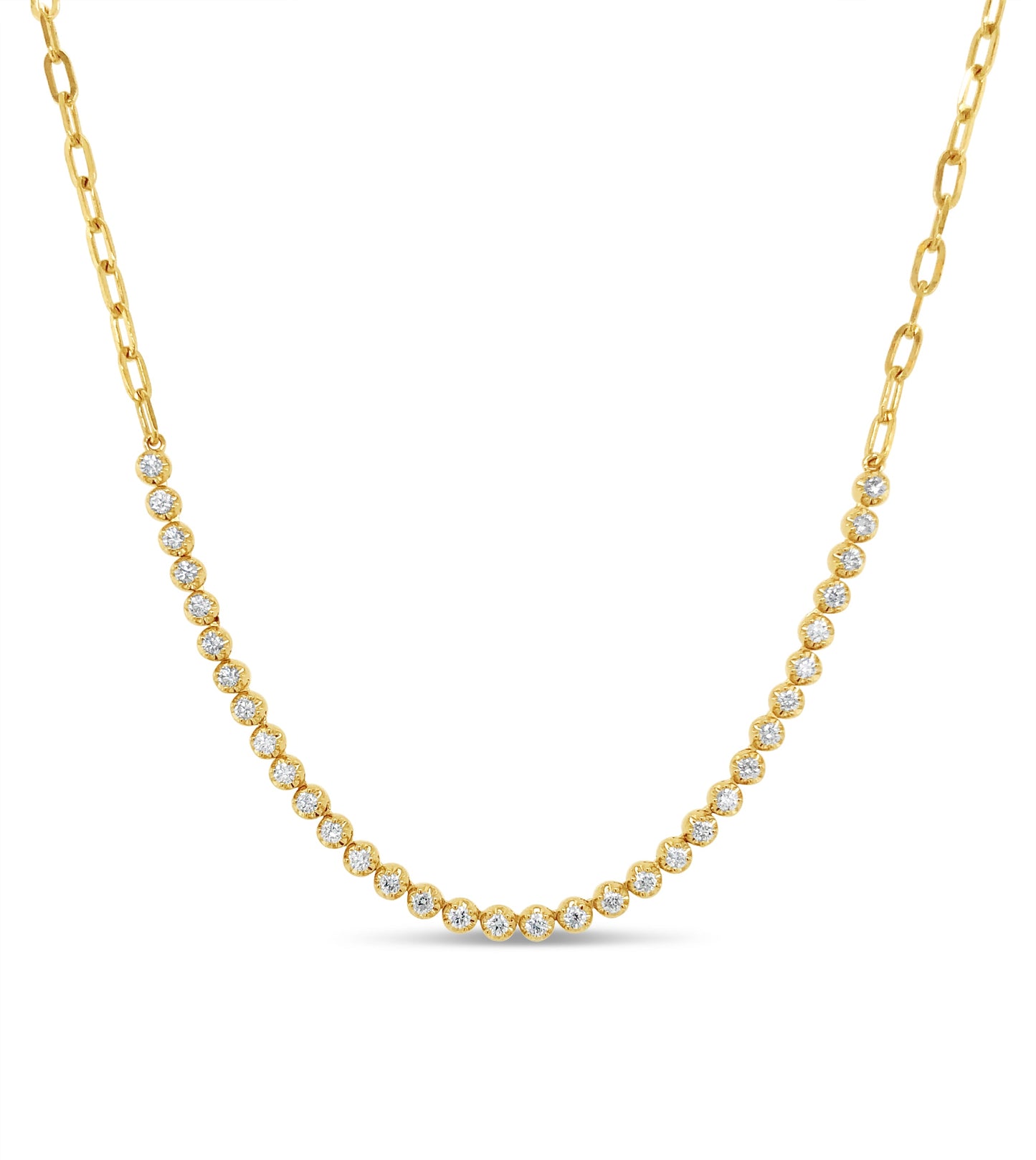 Diamond Paperclip Tennis Necklace