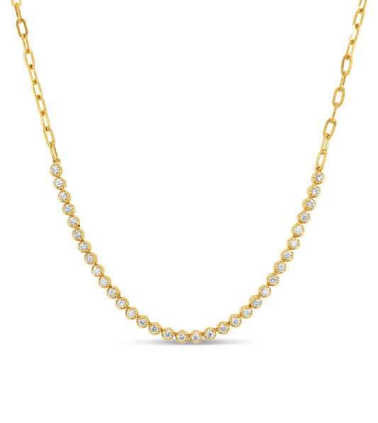Diamond Paperclip Tennis Necklace