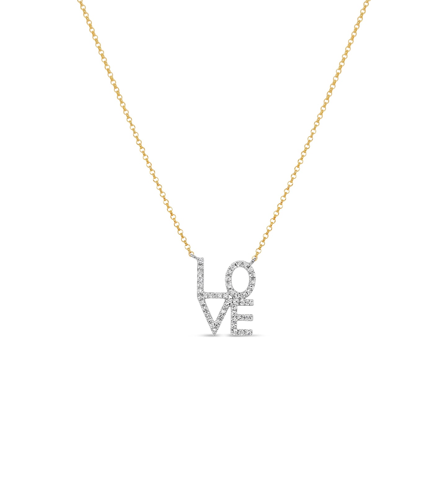 Diamond Love Block Necklace