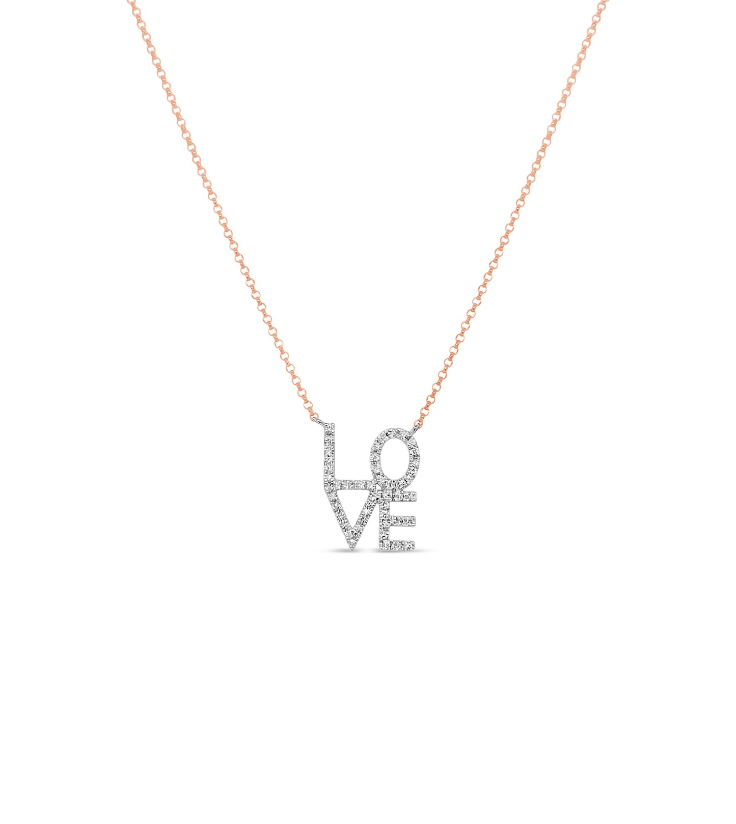 Diamond Love Block Necklace