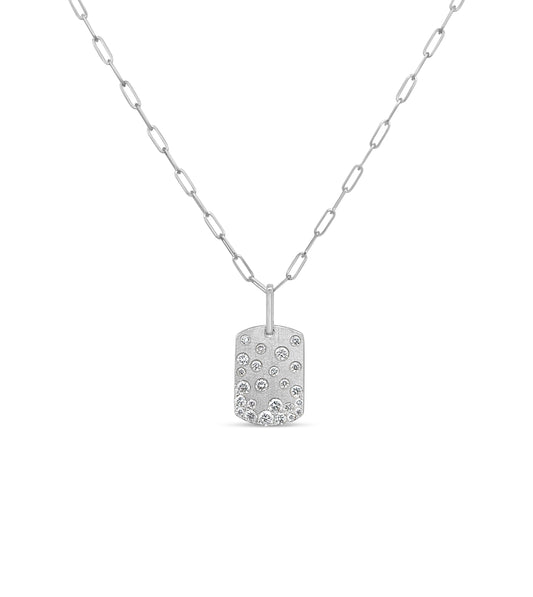 Diamond Celestial Signature Dog Tag Necklace