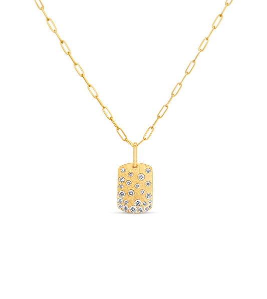 Diamond Celestial Signature Dog Tag Necklace