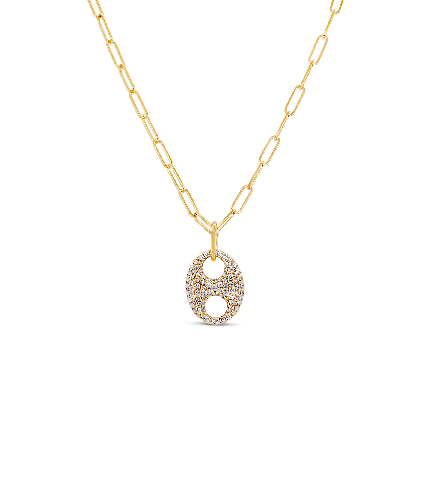 Diamond Puffed Mariner Necklace