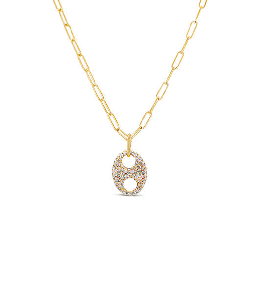 Diamond Puffed Mariner Necklace