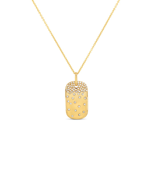 Diamond Celestial Dog Tag Necklace